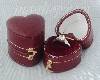 Burgundy Heart Shaped Mini Antiqued Ring Box 1.25" x 1.375"
