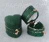 Green Heart Shaped Mini Antiqued Ring Box 1.25" x 1.375"