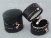 Black Oval Shaped Mini Antiqued Ring Box 1.25" x 1.375"