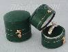 Green Oval Shaped Mini Antiqued Ring Box 1.25" x 1.375"