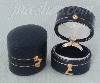 Navy Blue Oval Shaped Mini Antiqued Ring Box 1.25" x 1.375"