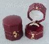 Burgandy Hexagonal Shaped Mini Antiqued Ring Box 1.25" x 1.375"