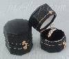 Black Hexagonal Shaped Mini Antiqued Ring Box 1.25" x 1.375"