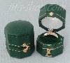 Green Hexagonal Shaped Mini Antiqued Ring Box 1.25" x 1.375"
