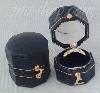 Navy Blue Hexagonal Shaped Mini Antiqued Ring Box 1.25" x 1.375"