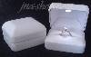 Elegant White Leatherette Ring Box w/Overhead LED Light Batt. In